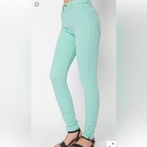 American Apparel four way stretch zip pants mint green size 26/27